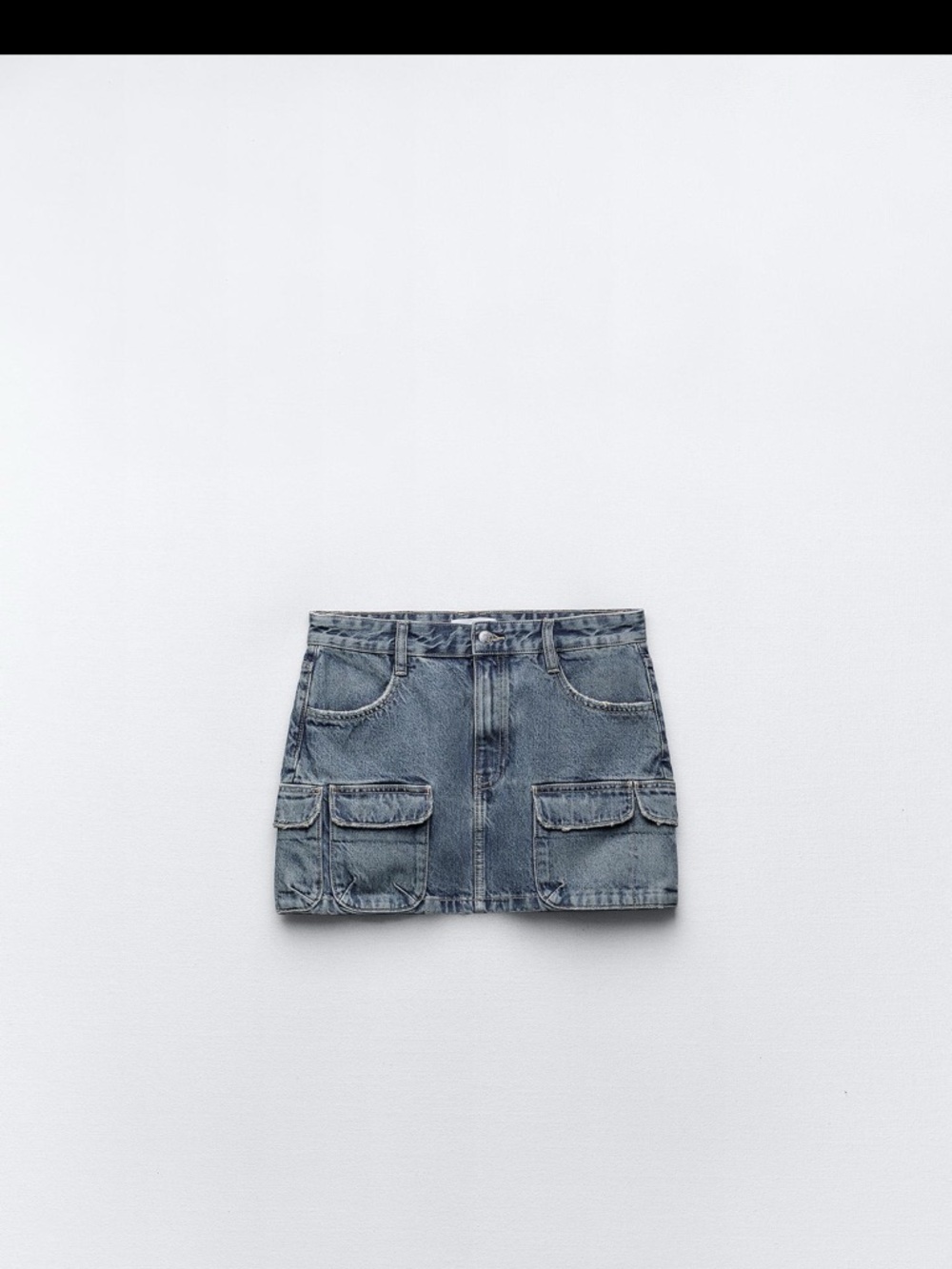 Zara Blue Denim Mini Skirt with Utility Pockets